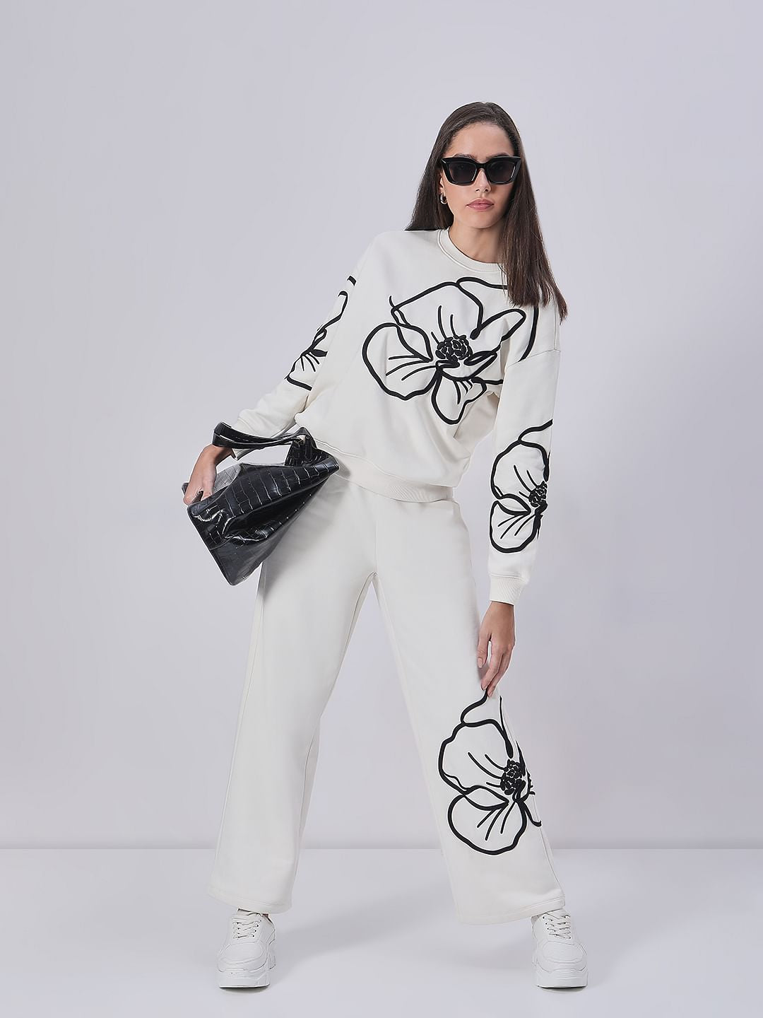 White Floral Co-Ord Set Sweatpants