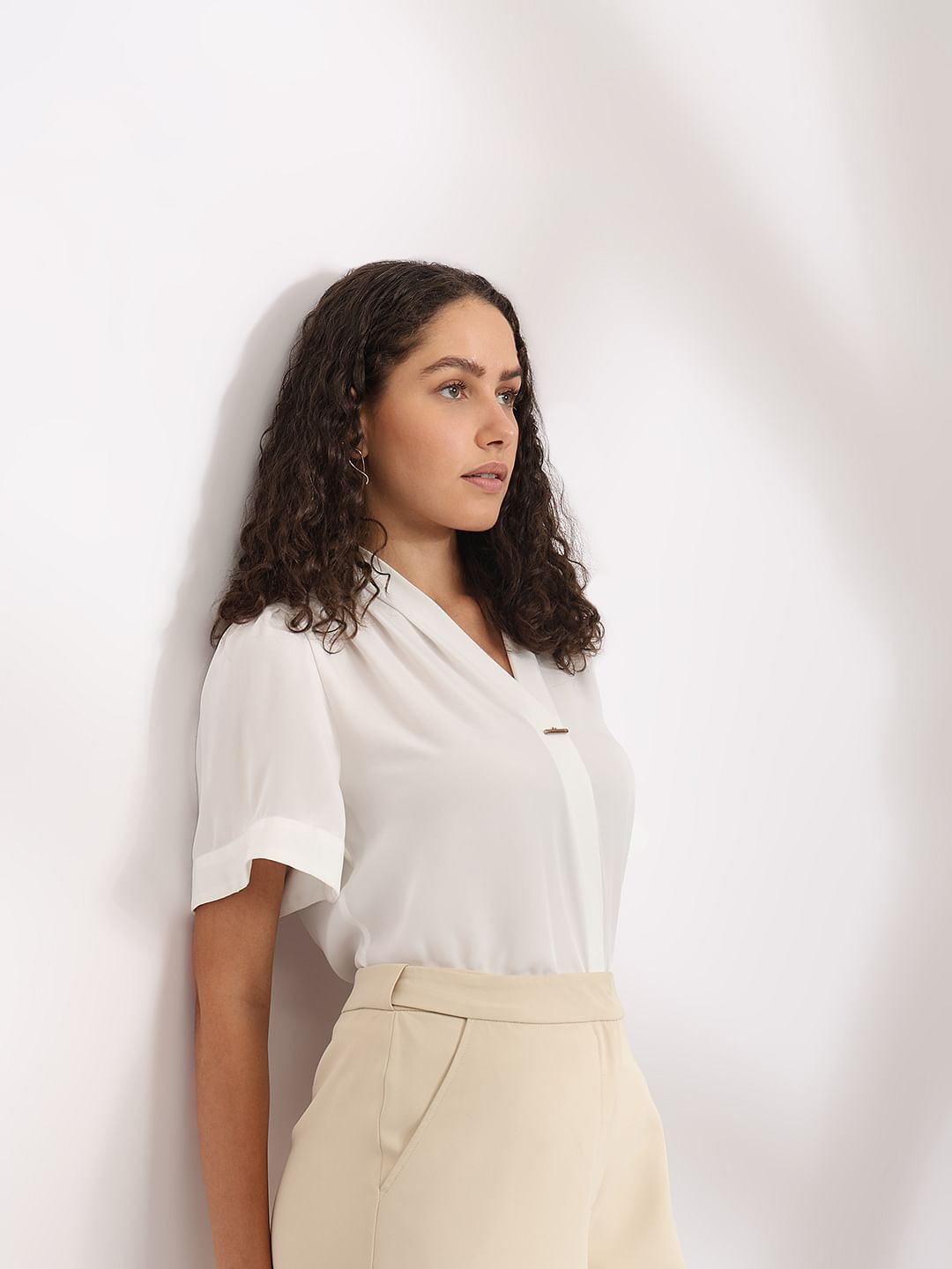 White V-Neck Top
