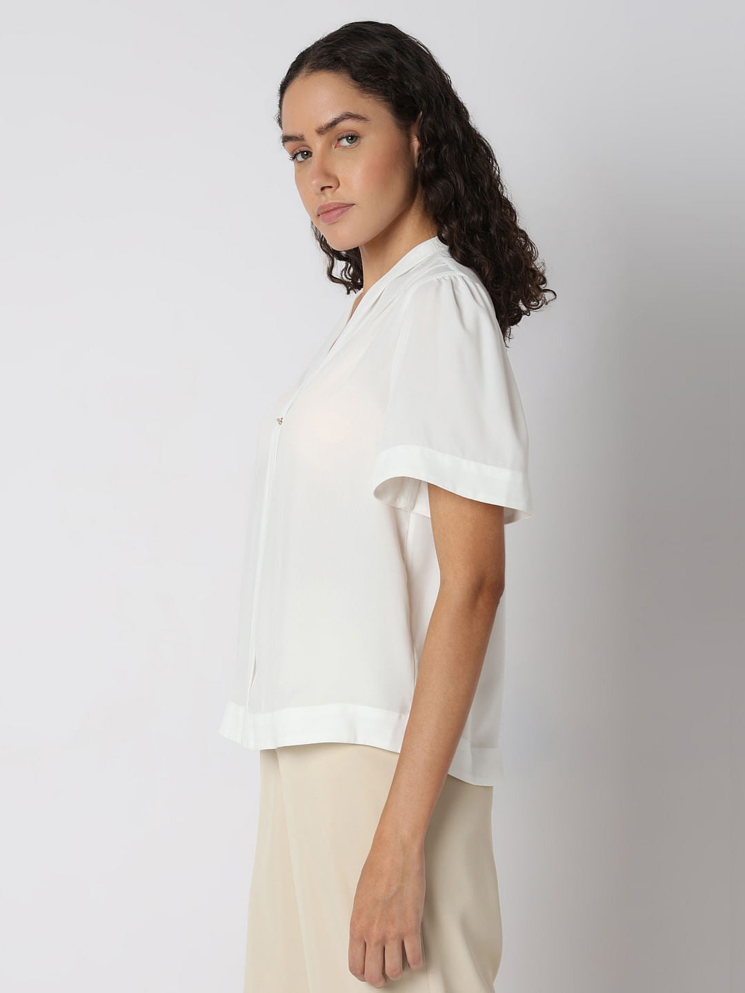 White V-Neck Top