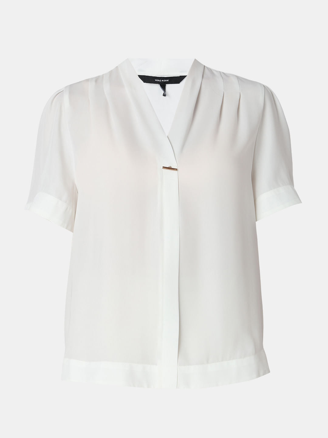 White V-Neck Top