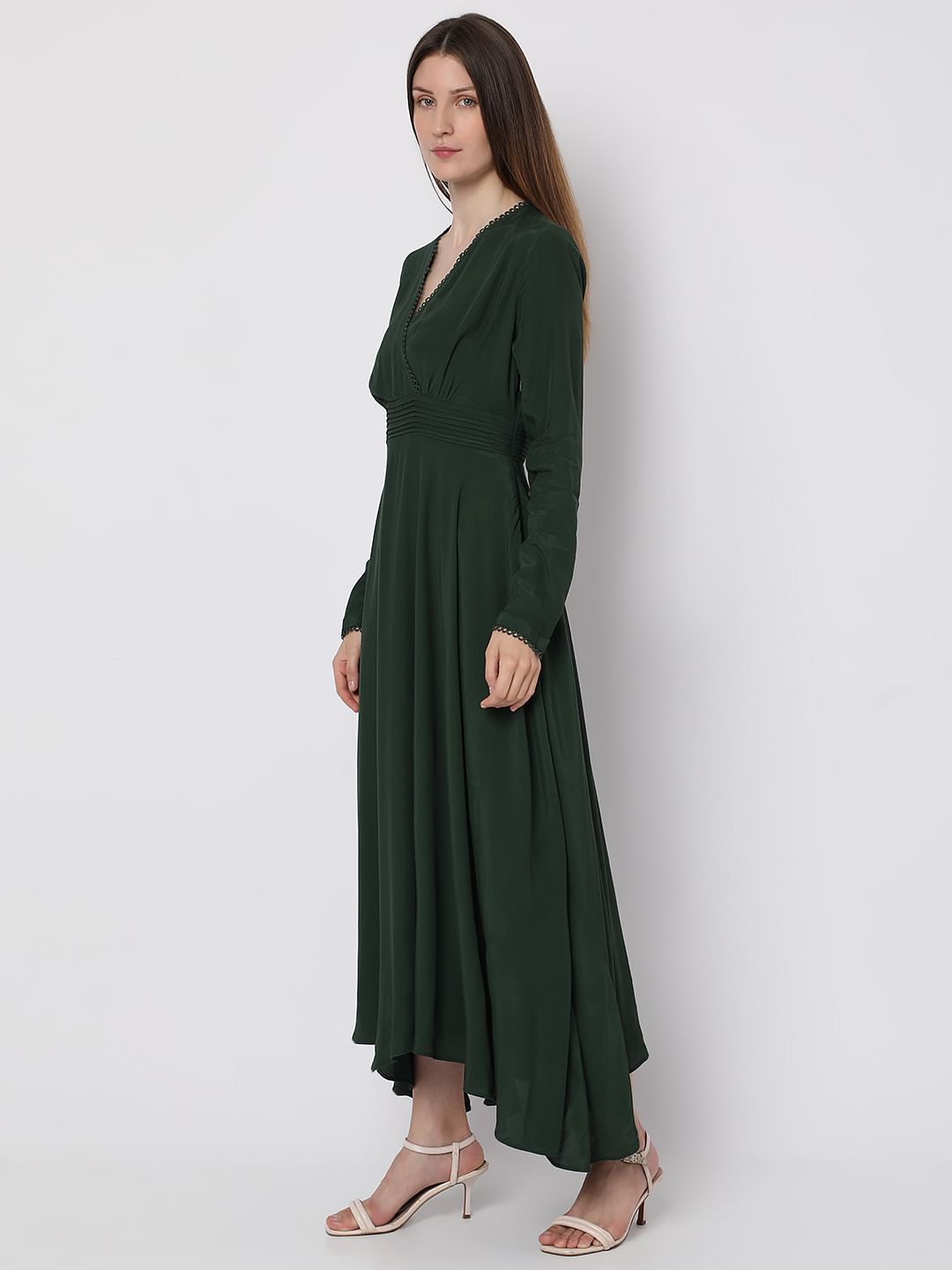 Dark Green V-Neck Maxi Dress