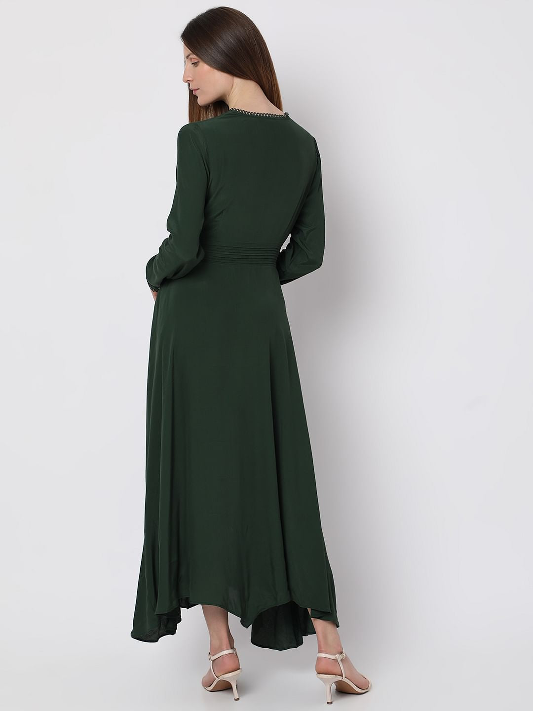 Dark Green V-Neck Maxi Dress