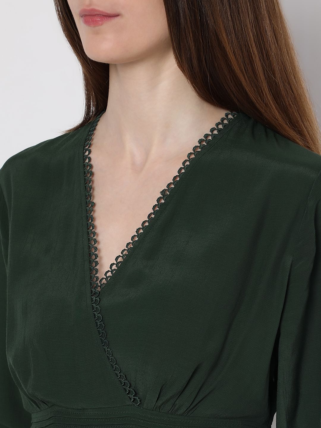 Dark Green V-Neck Maxi Dress