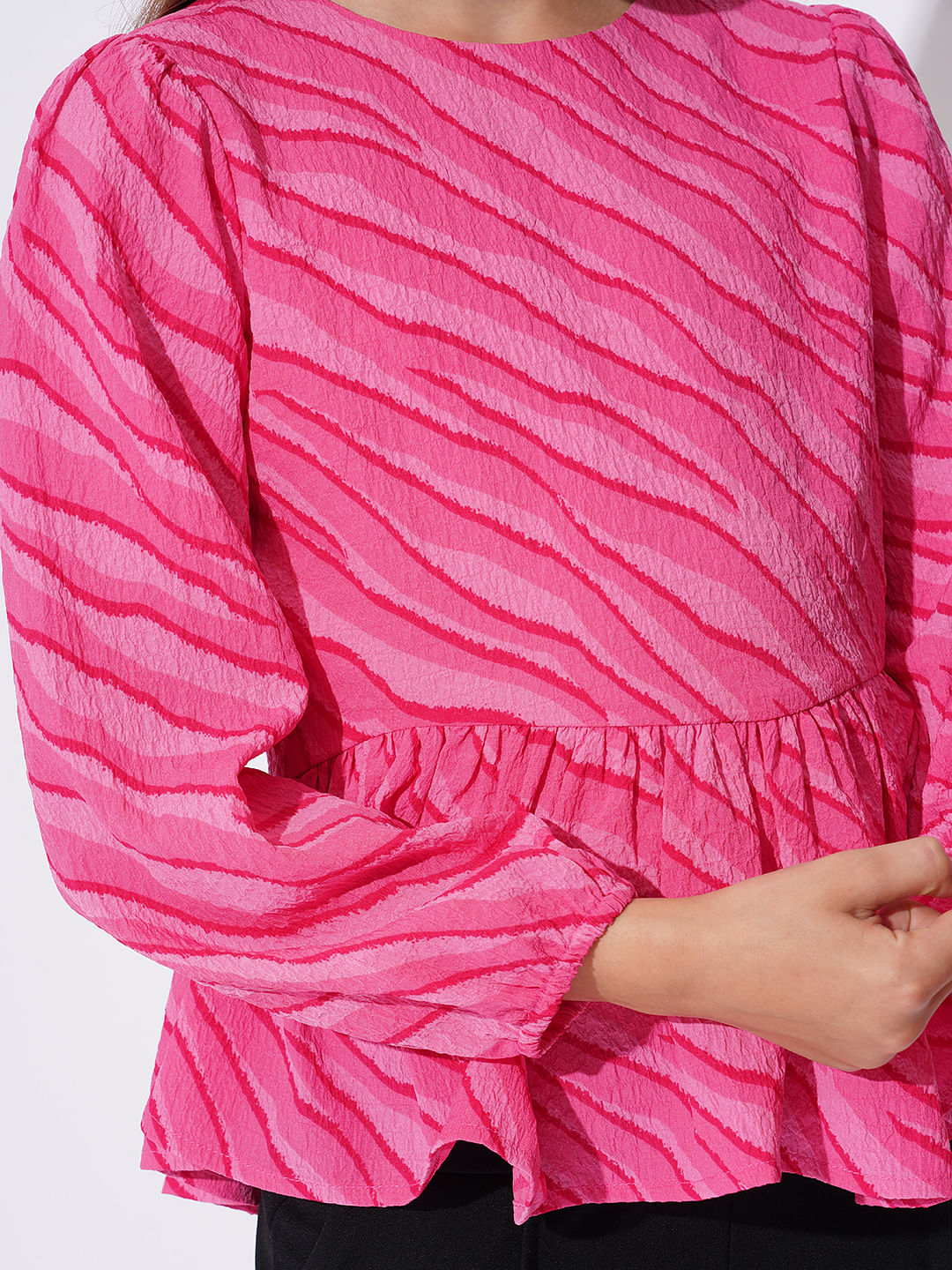 Girls Pink Printed Knit Top