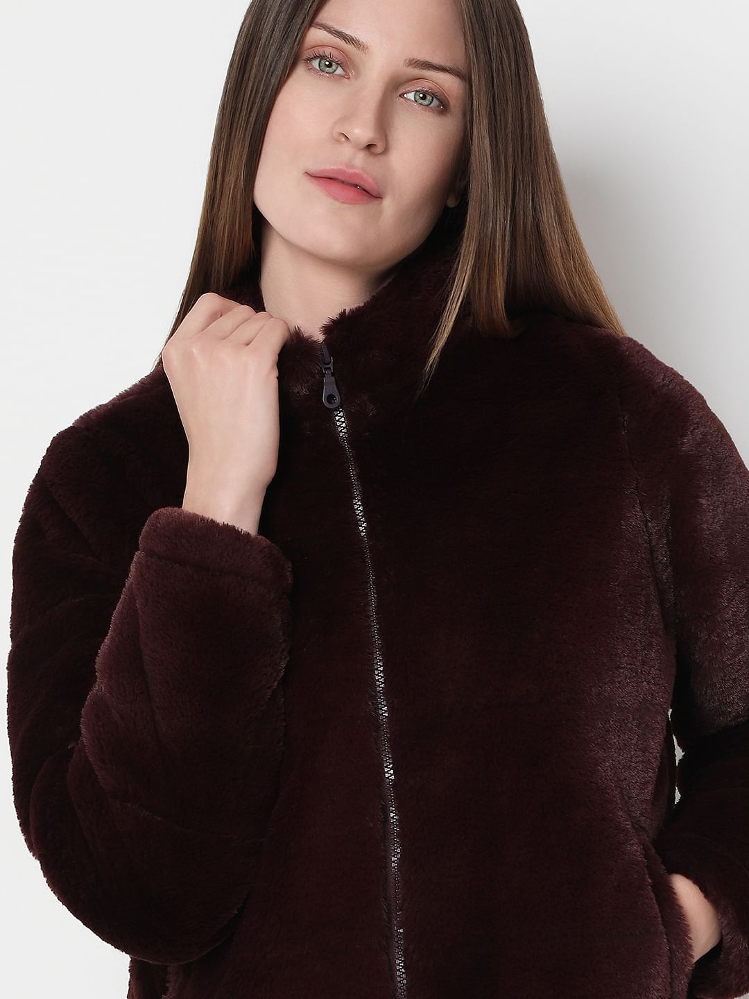 Chocolate Brown Faux Fur Short Jacket