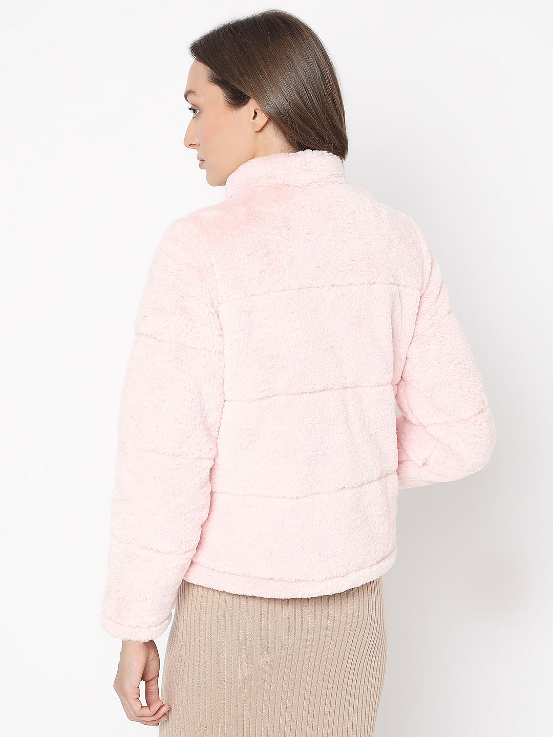 Light Pink Faux Fur Short Jacket