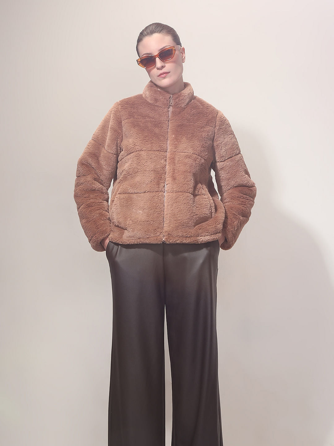 Light Brown Faux Fur Jacket