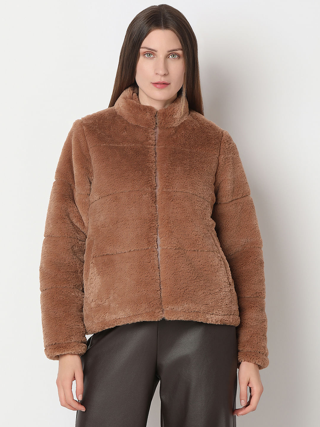 Light Brown Faux Fur Jacket
