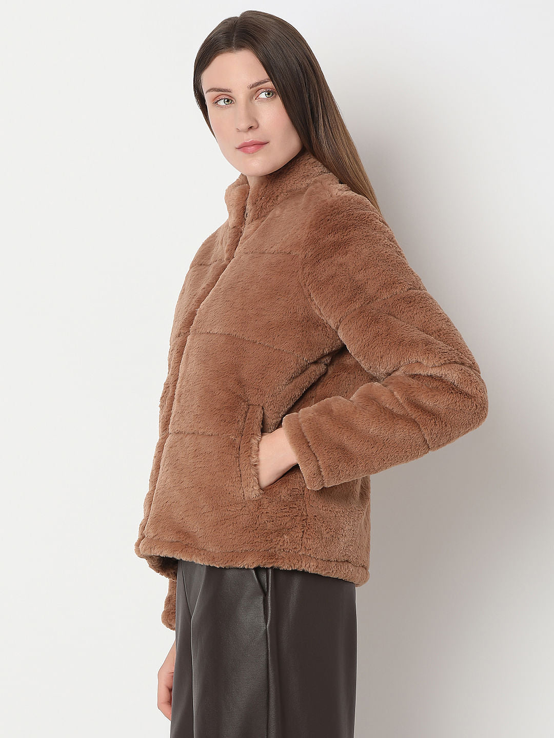 Light Brown Faux Fur Jacket
