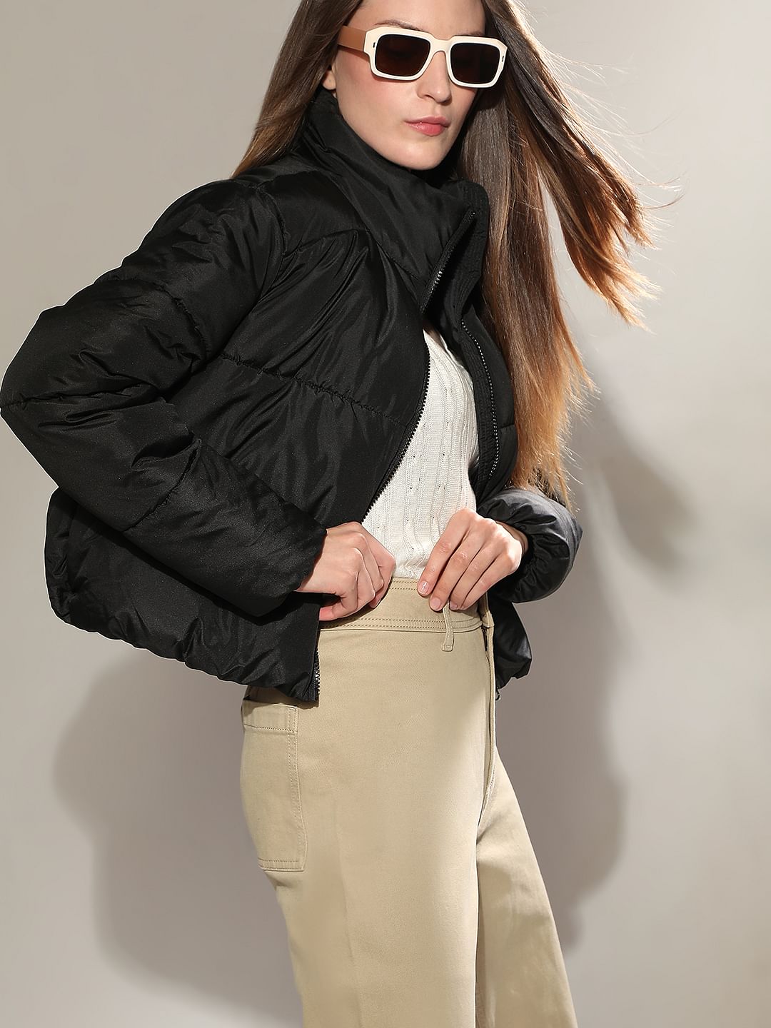 Black High Neck Puffer Jacket
