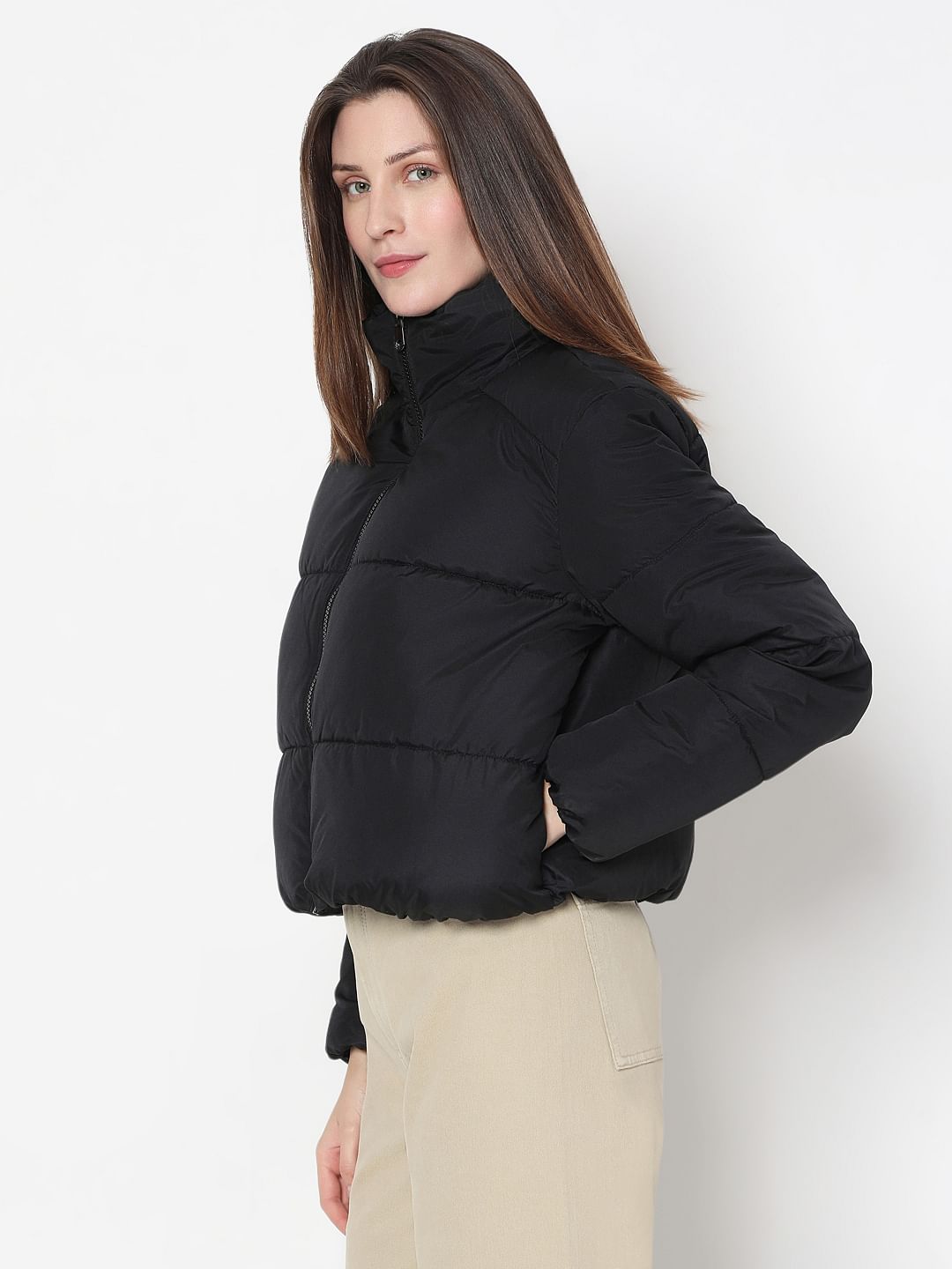 Black High Neck Puffer Jacket