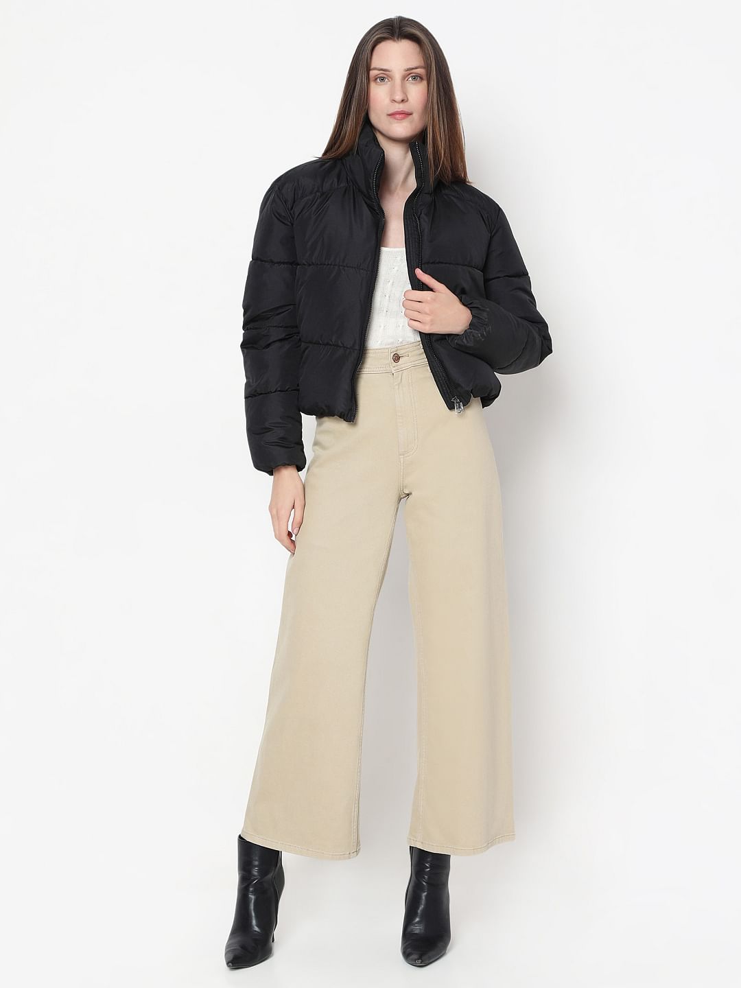 Black High Neck Puffer Jacket