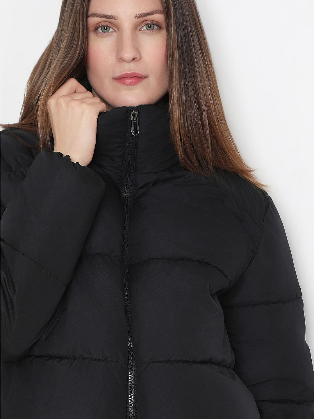 Black High Neck Puffer Jacket