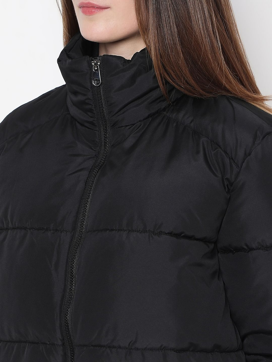 Black High Neck Puffer Jacket
