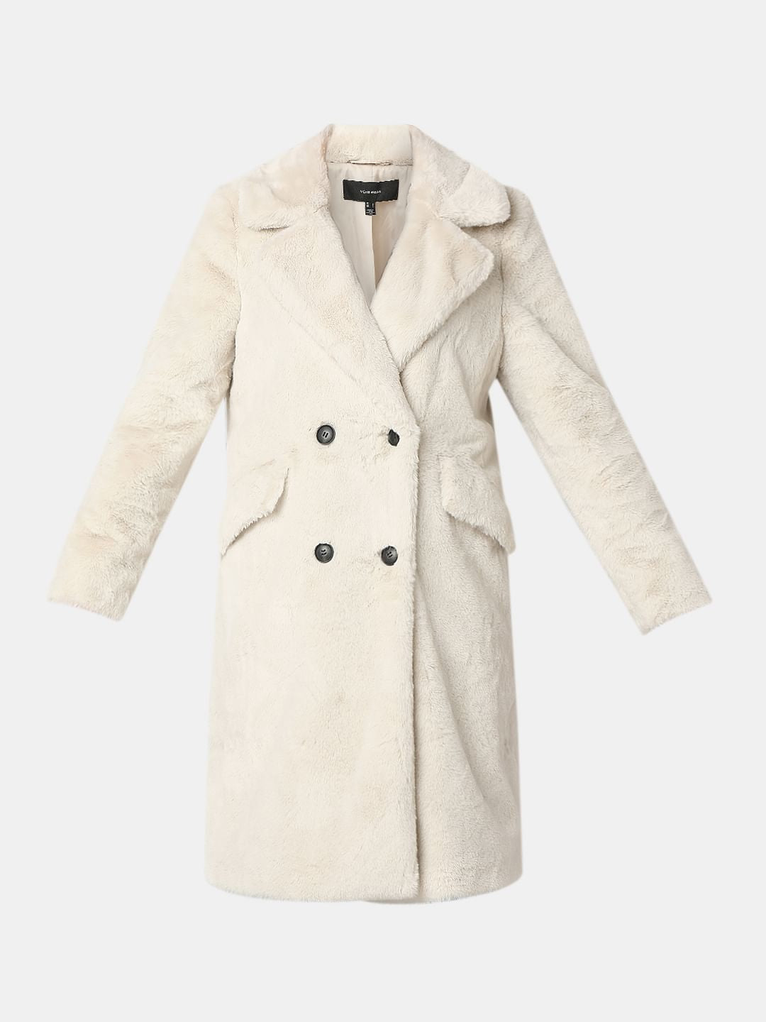Beige Faux Fur Long Coat
