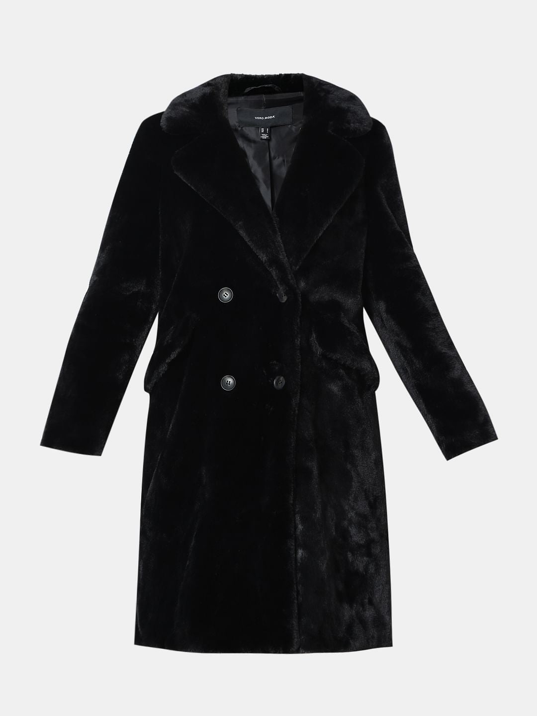 Black Faux Fur Long Coat