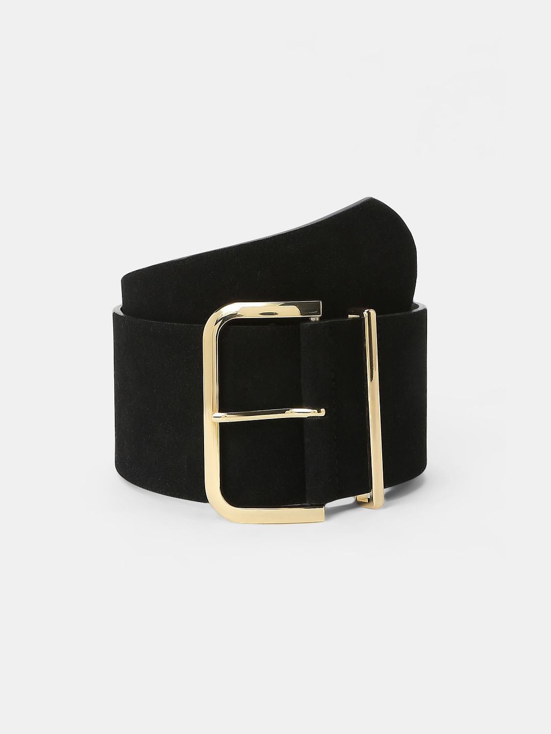 Black Broad Suede Belt