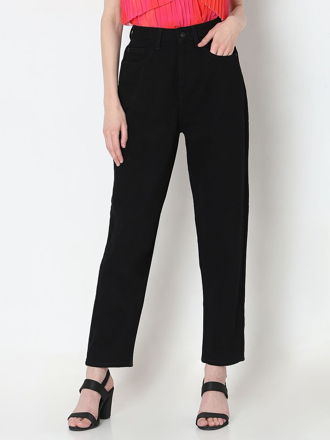 Black High Rise Mom Jeans