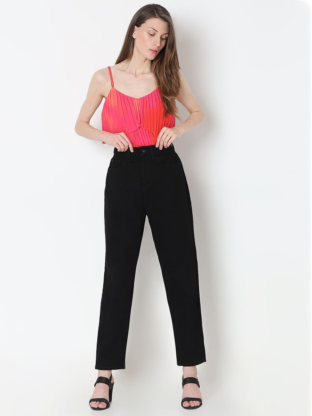Black High Rise Mom Jeans