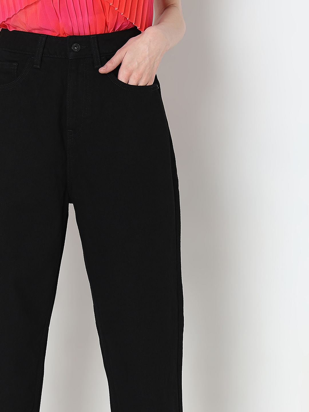 Black High Rise Mom Jeans