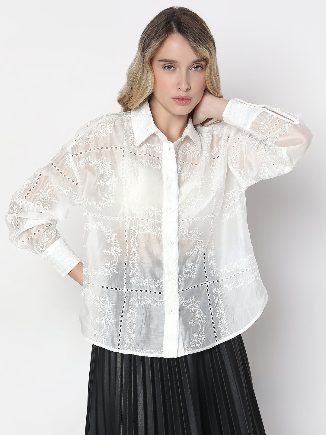White Embroidered Shirt