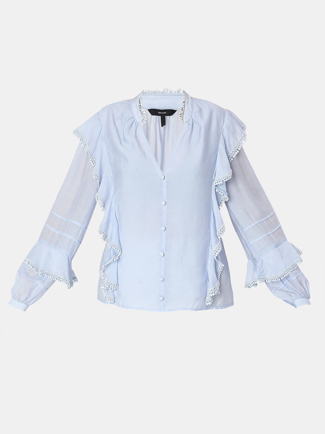 Light Blue Frill Detail Top