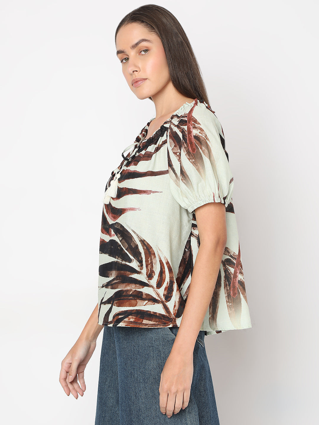 Tie-Up Neck Printed Top