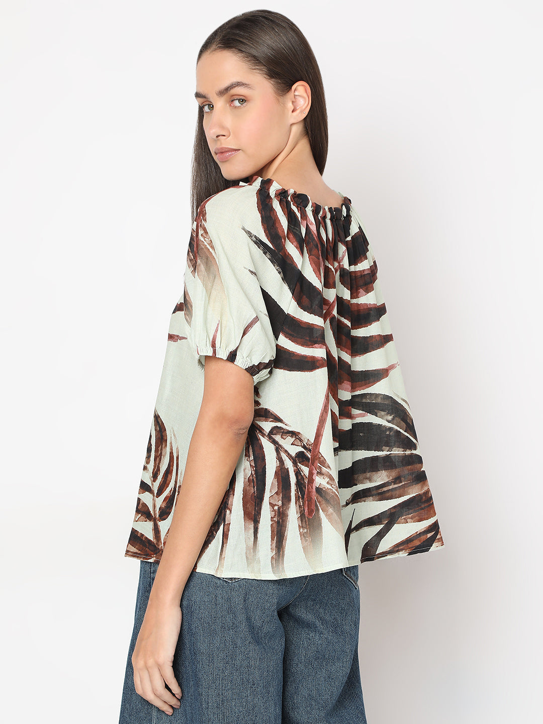 Tie-Up Neck Printed Top