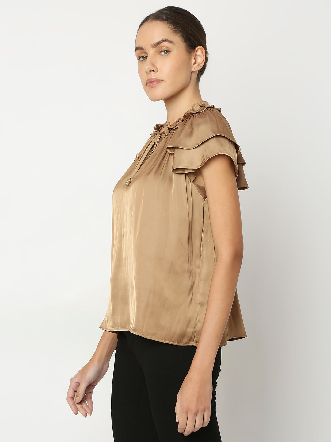 Tan Tie-Up Detail Top