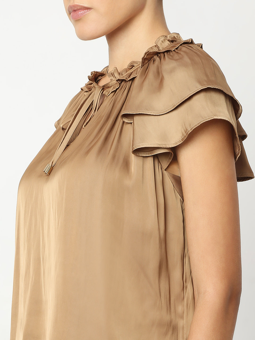 Tan Tie-Up Detail Top