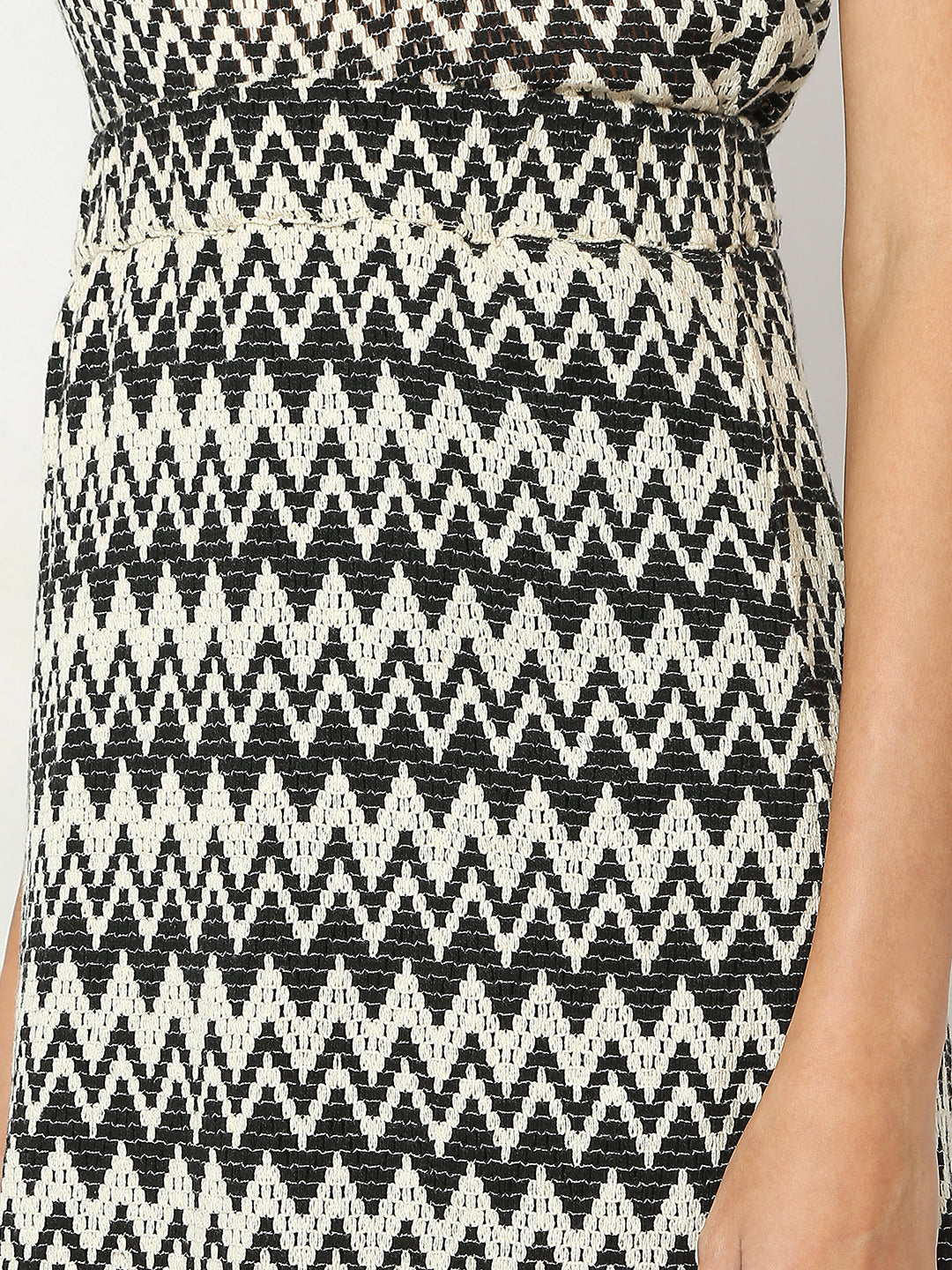 Beige Printed High Rise Skirt