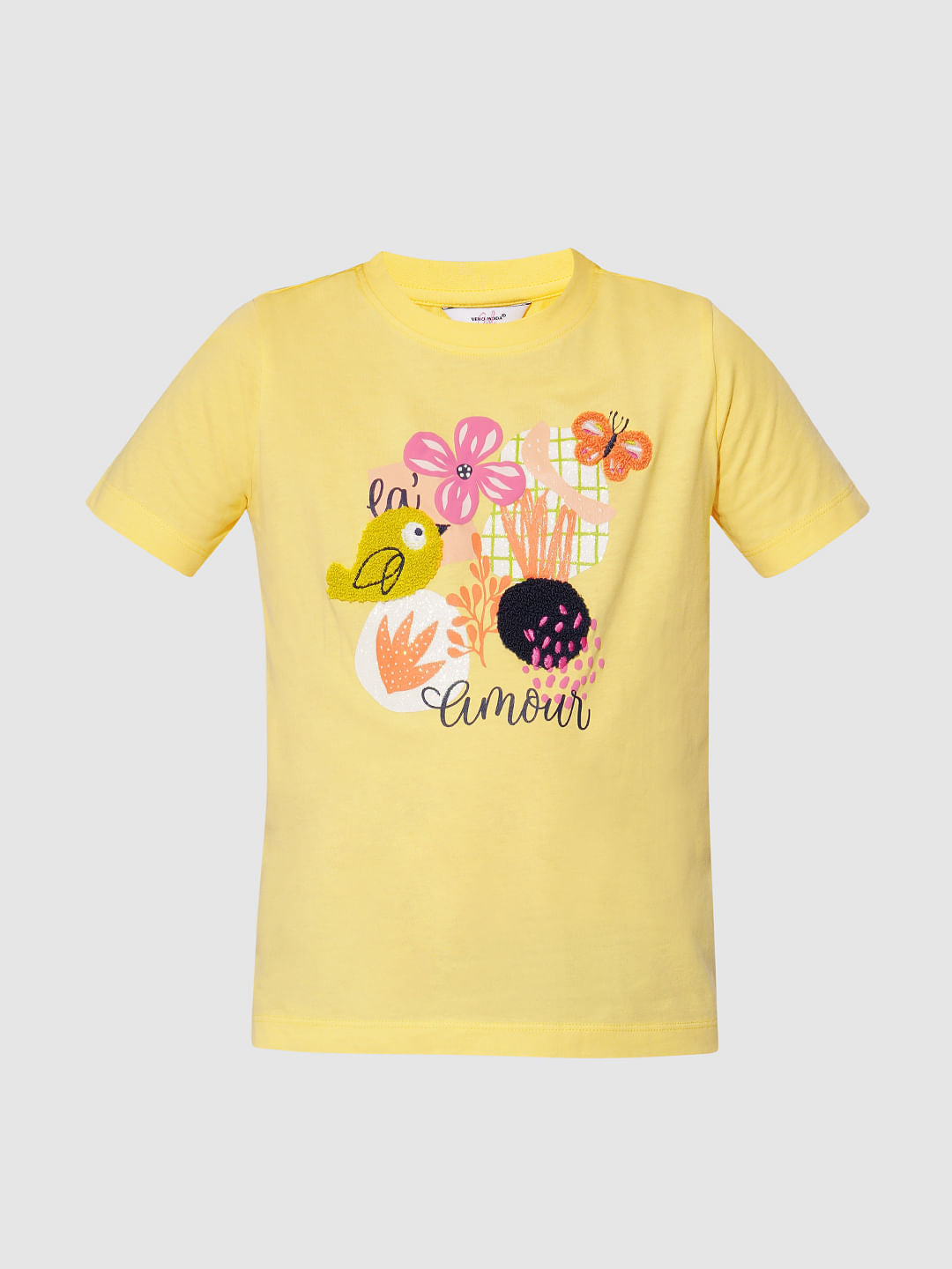 Girls Yellow Graphic Print T-Shirt
