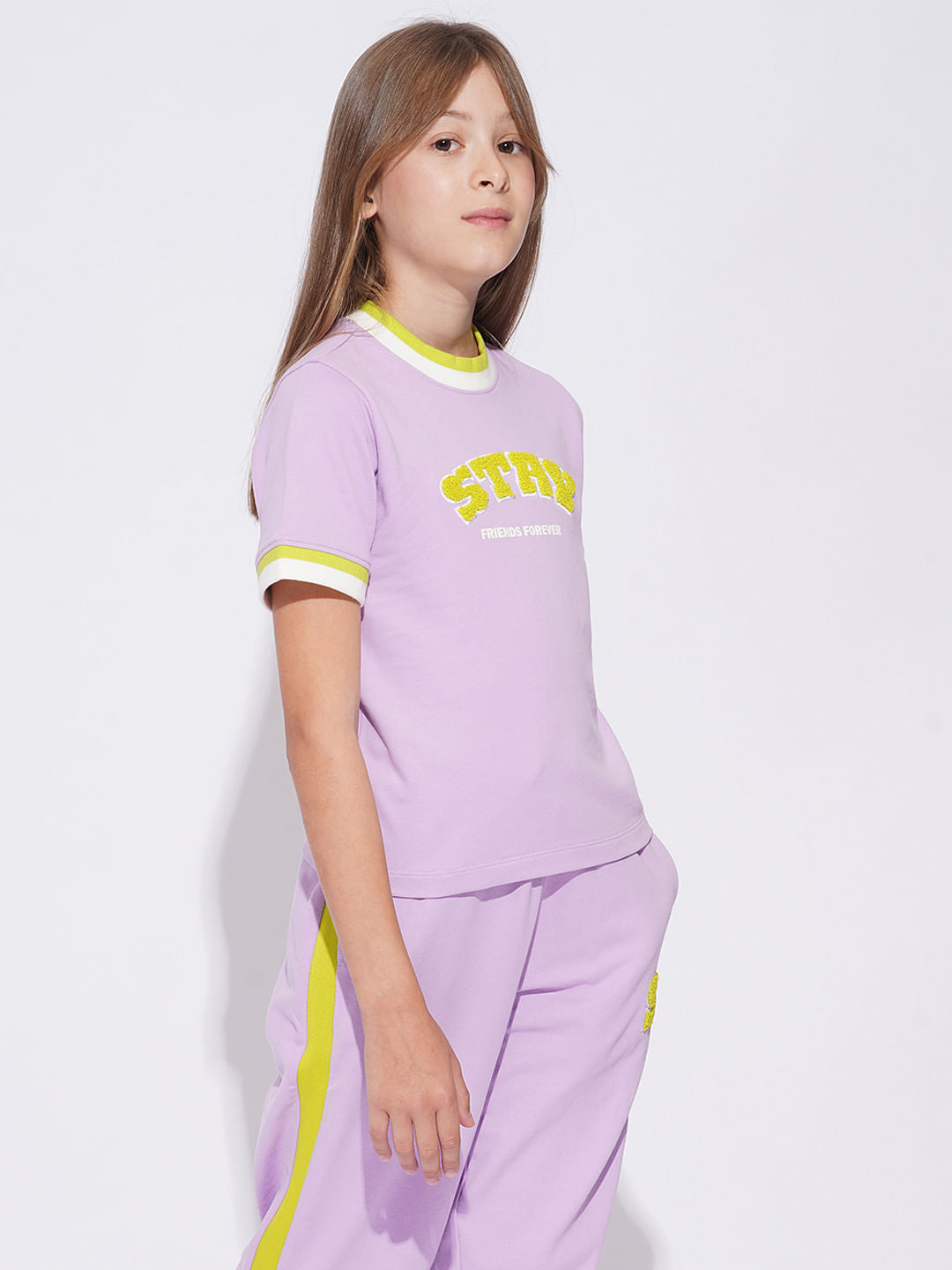 Girls Purple Co-Ord Set T-Shirt