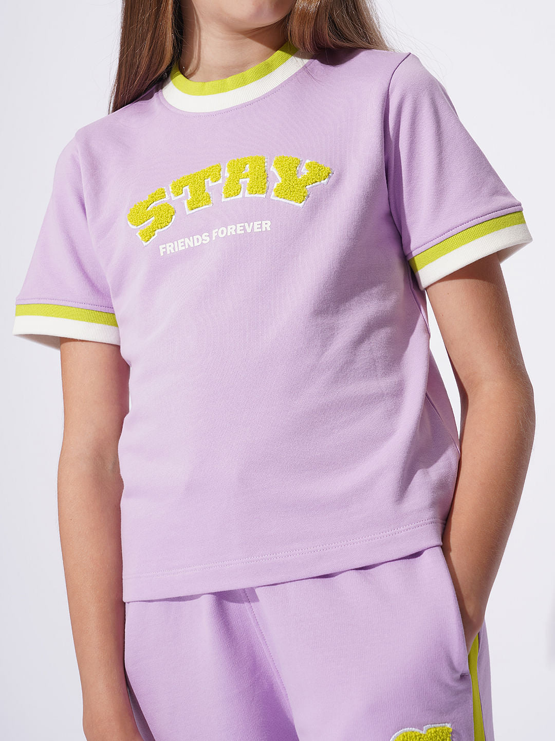 Girls Purple Co-Ord Set T-Shirt