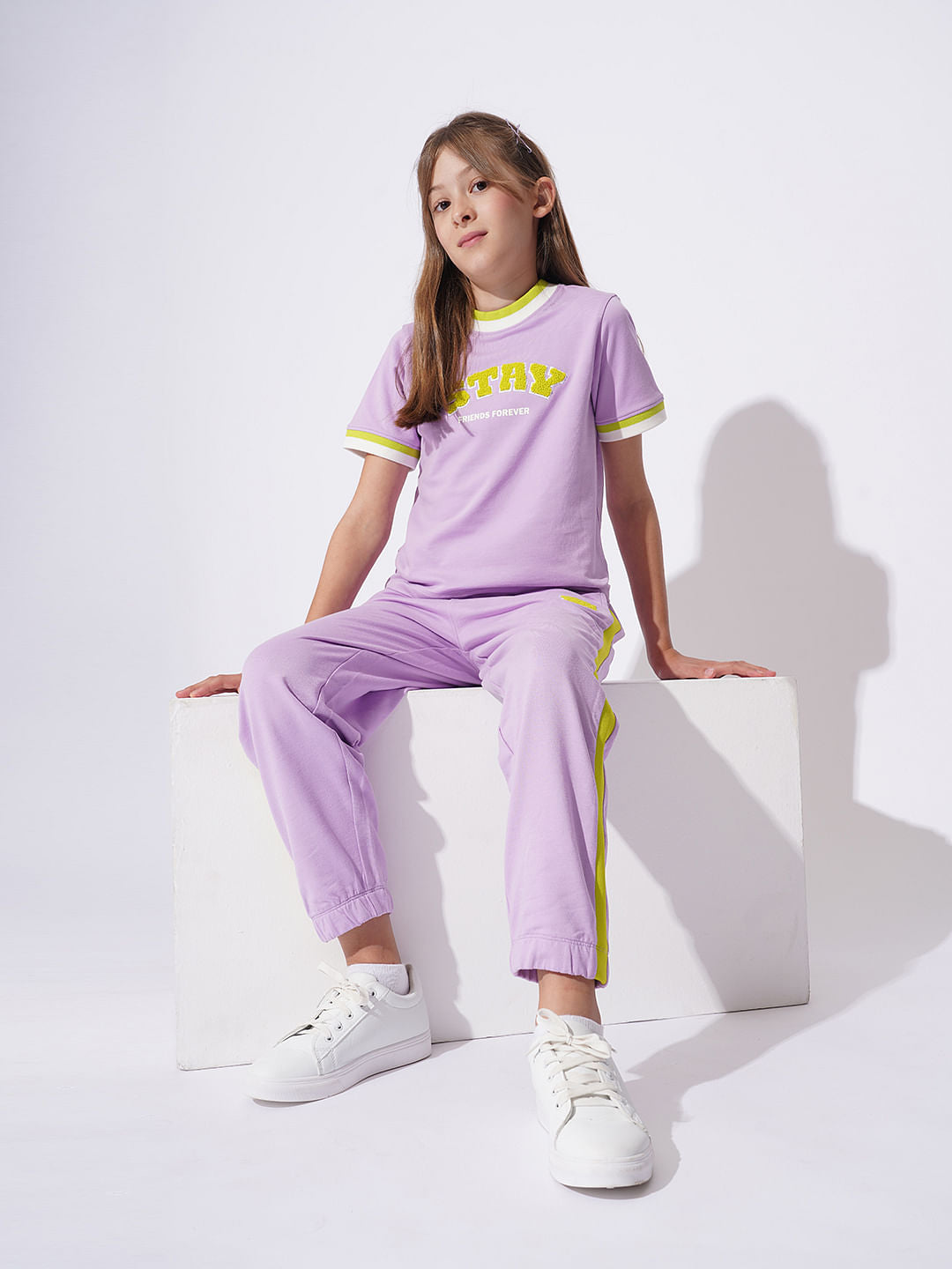 Girls Purple Co-Ord Set T-Shirt