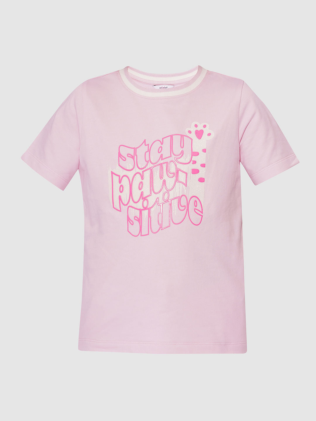 Girls Pink Printed Co-Ord Set T-Shirt