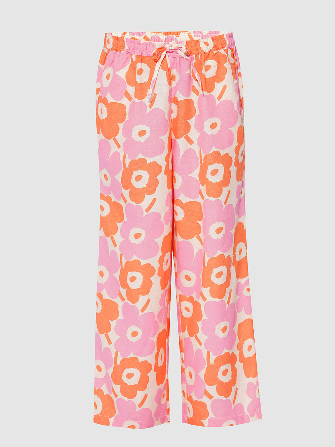 Girls White Floral Print Co-Ord Set Pant