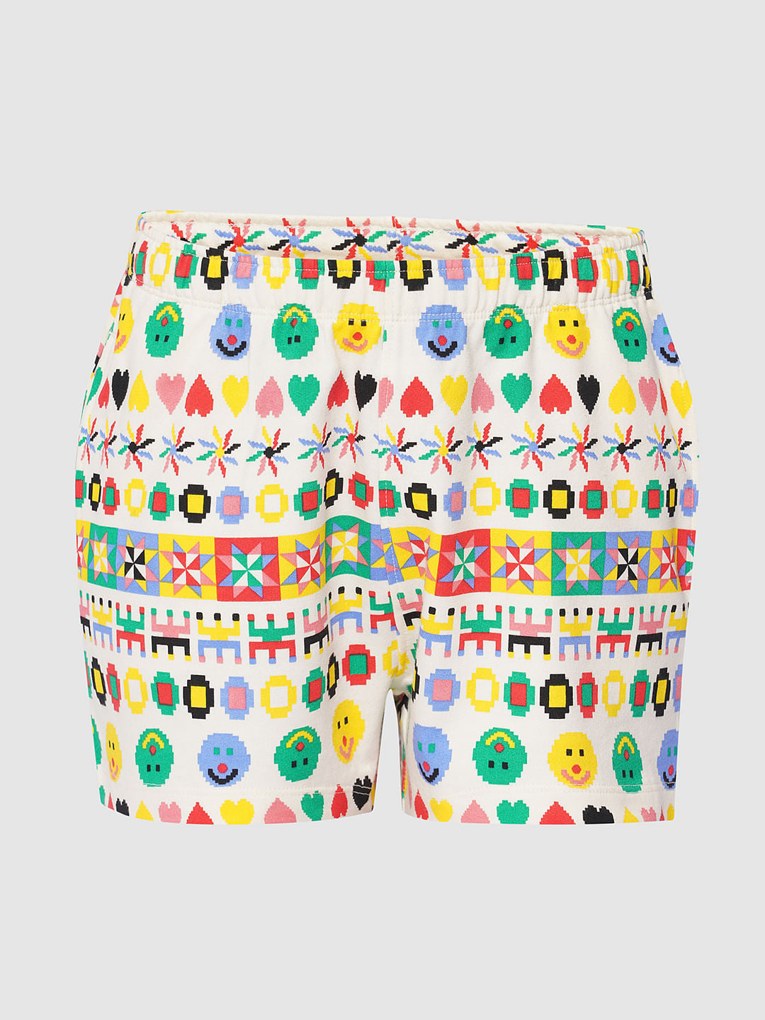 Girls White Printed Co-Ord Set Shorts