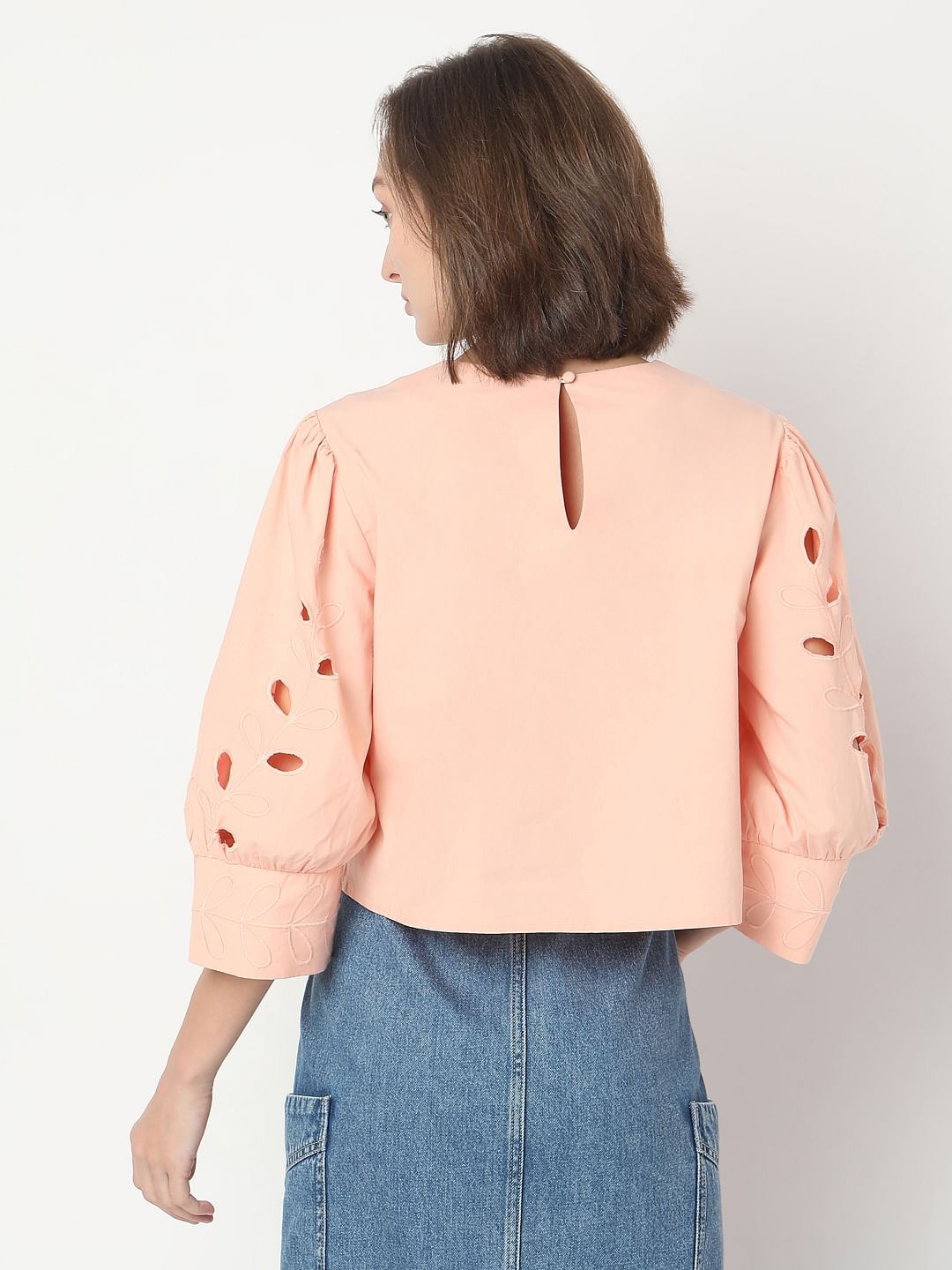 Pink Cut-Work Detail Top