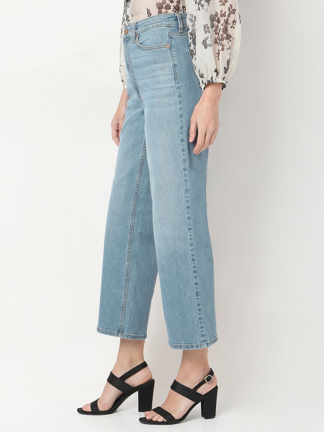 Light Blue High Rise Wide Leg Jeans