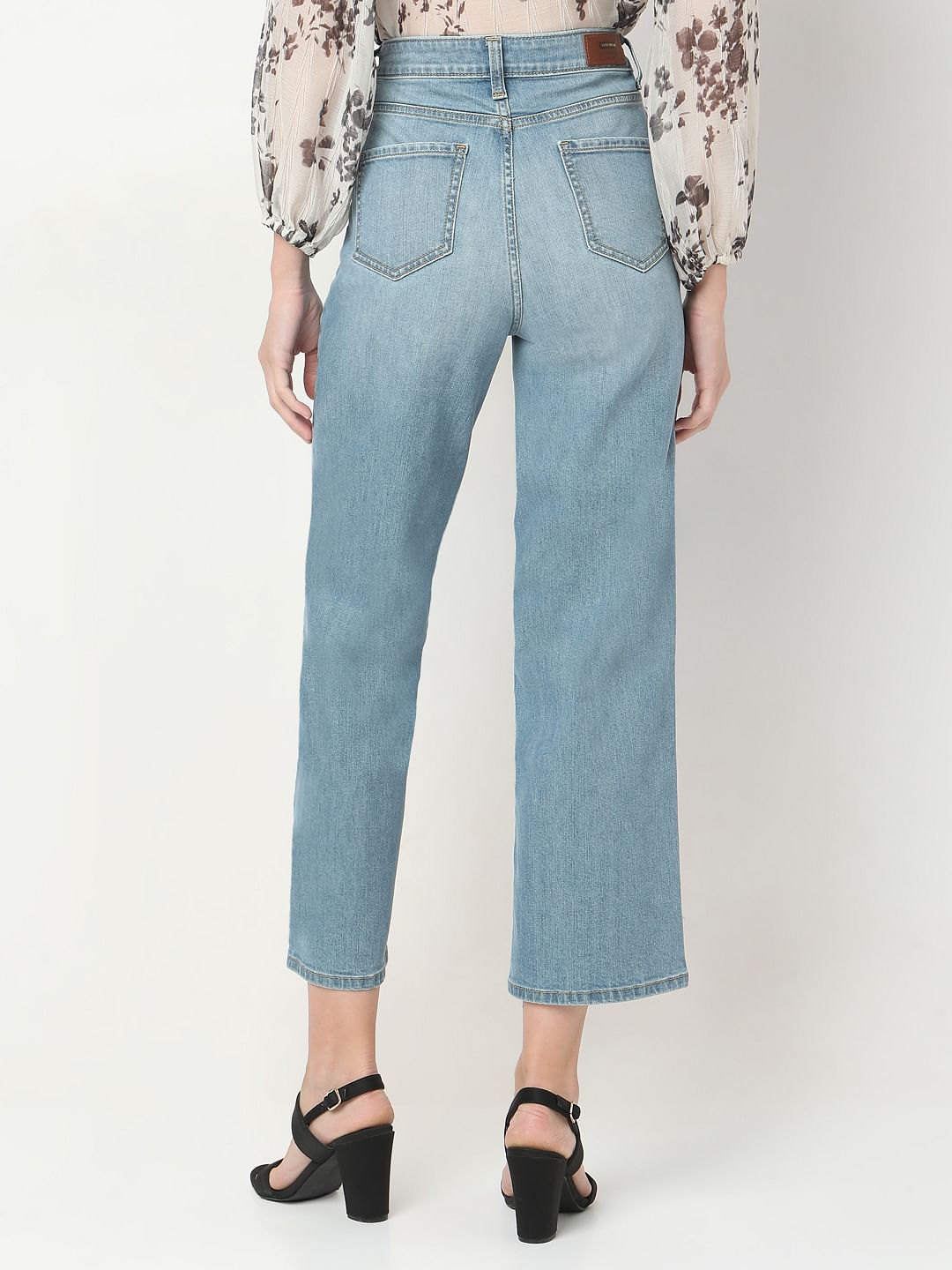 Light Blue High Rise Wide Leg Jeans