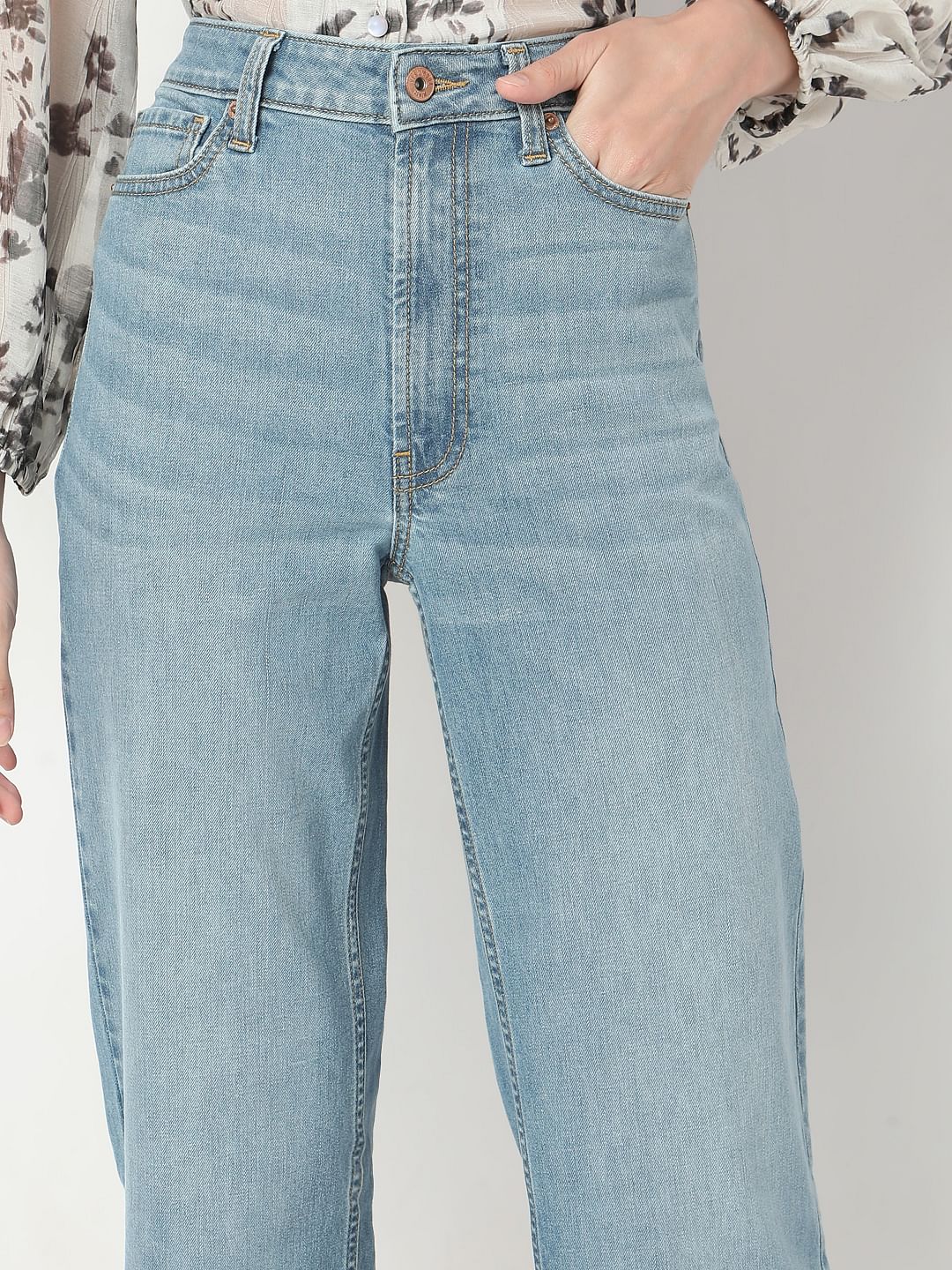 Light Blue High Rise Wide Leg Jeans
