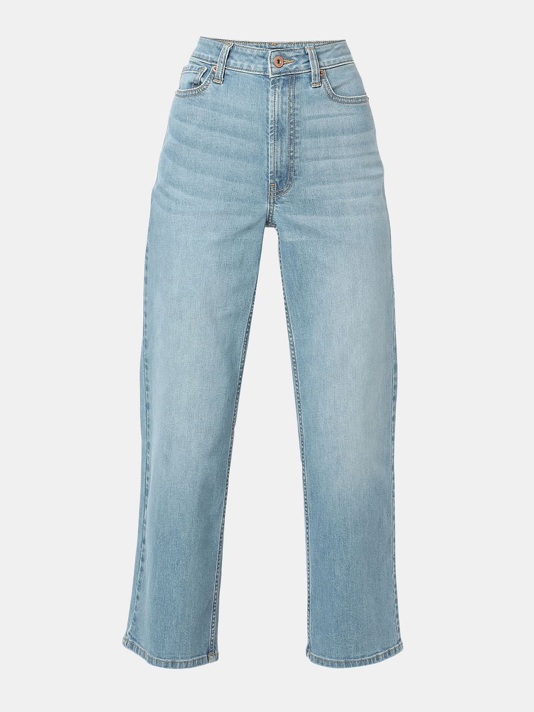 Light Blue High Rise Wide Leg Jeans