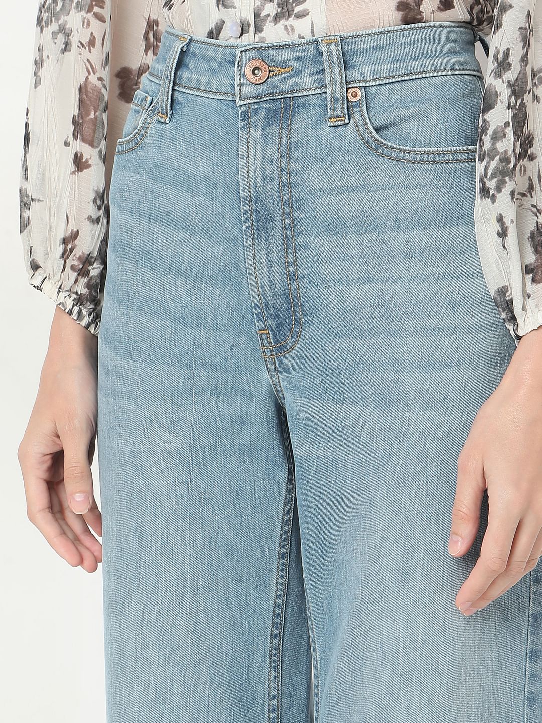 Light Blue High Rise Wide Leg Jeans