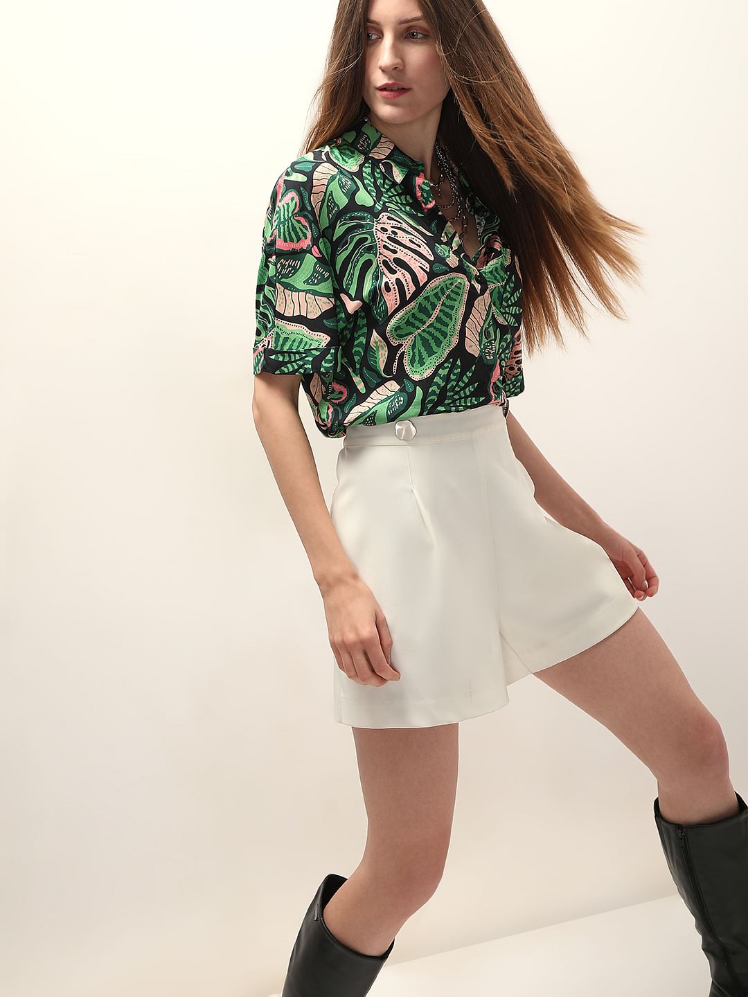 Green Printed Viscose Shirt