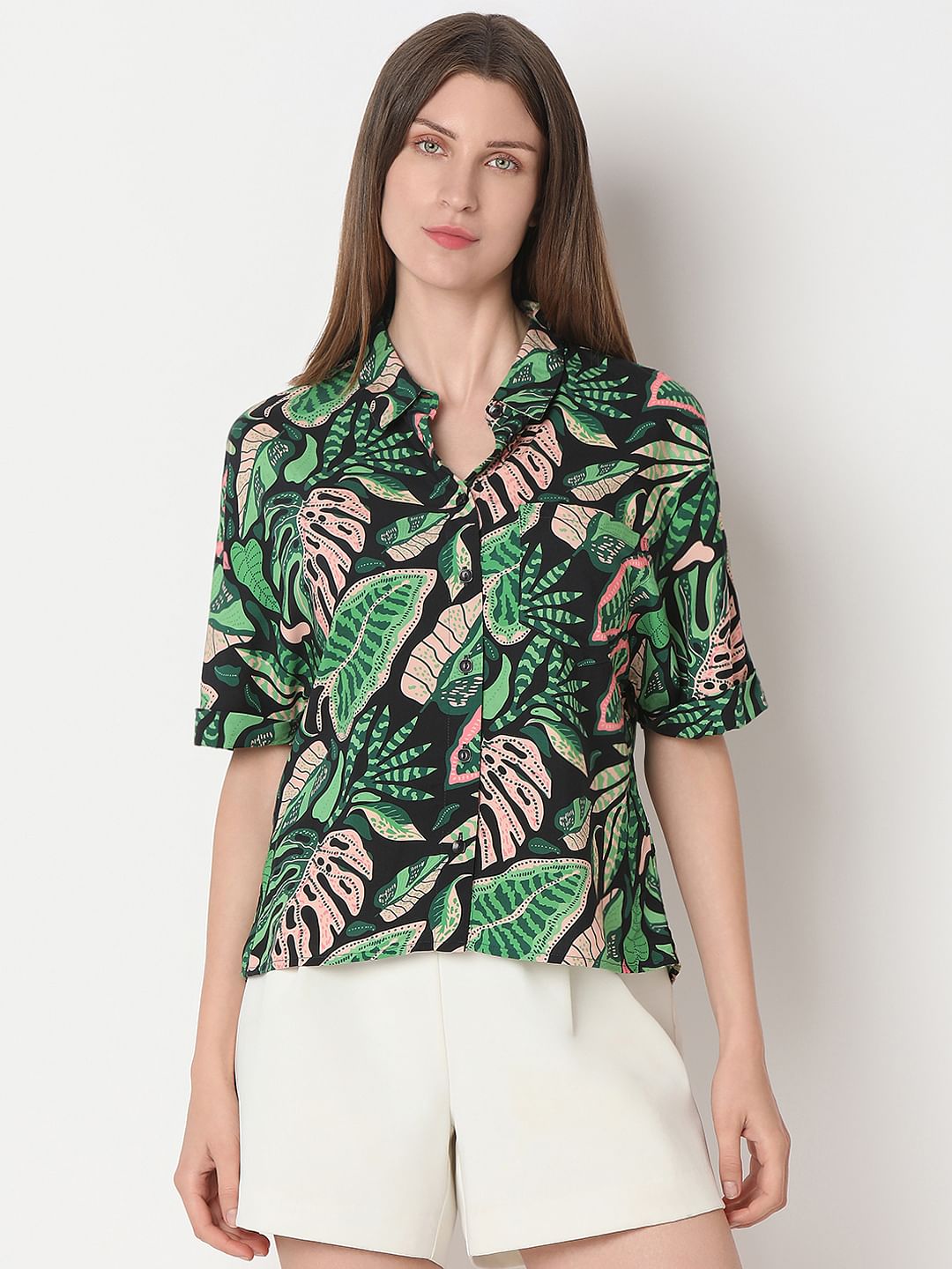Green Printed Viscose Shirt