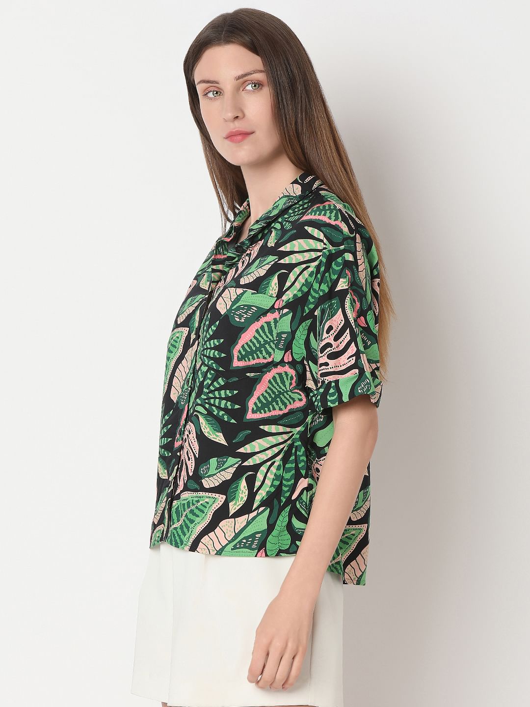 Green Printed Viscose Shirt