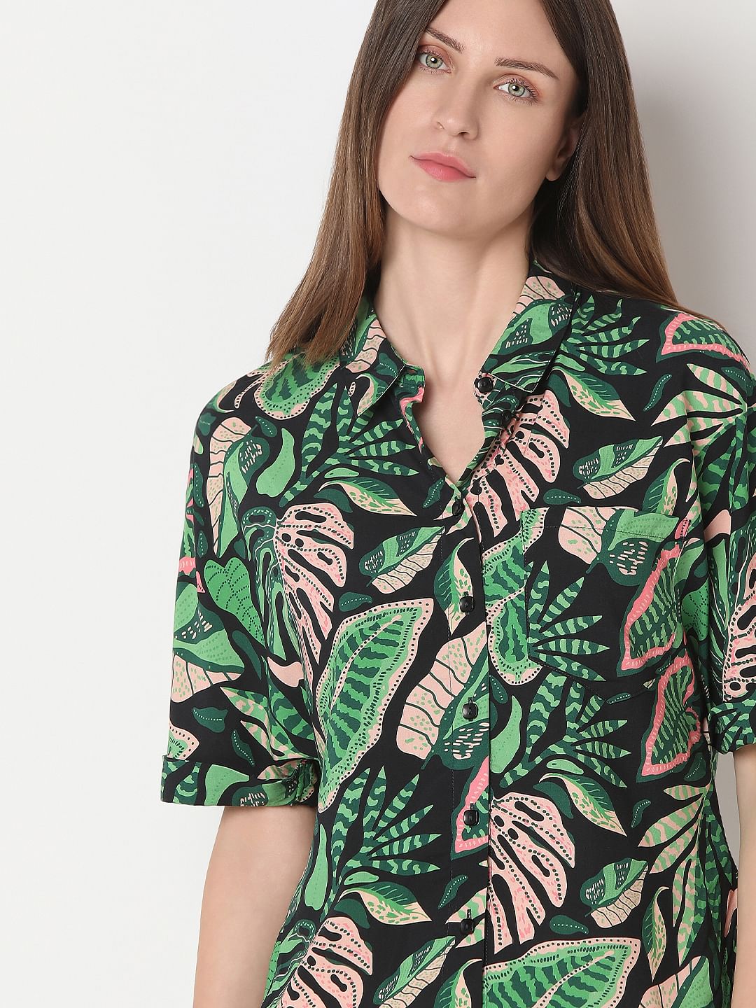 Green Printed Viscose Shirt