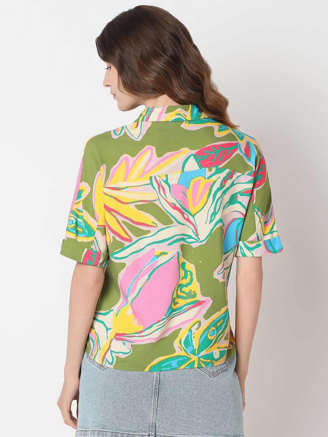 Beige Printed Viscose Shirt