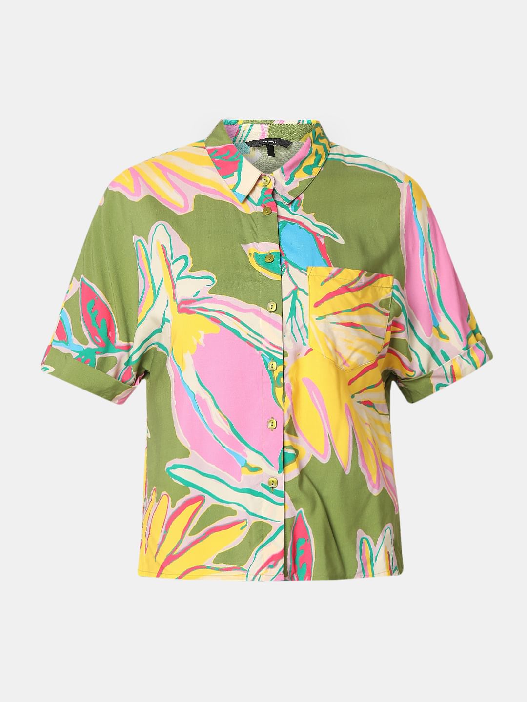 Beige Printed Viscose Shirt